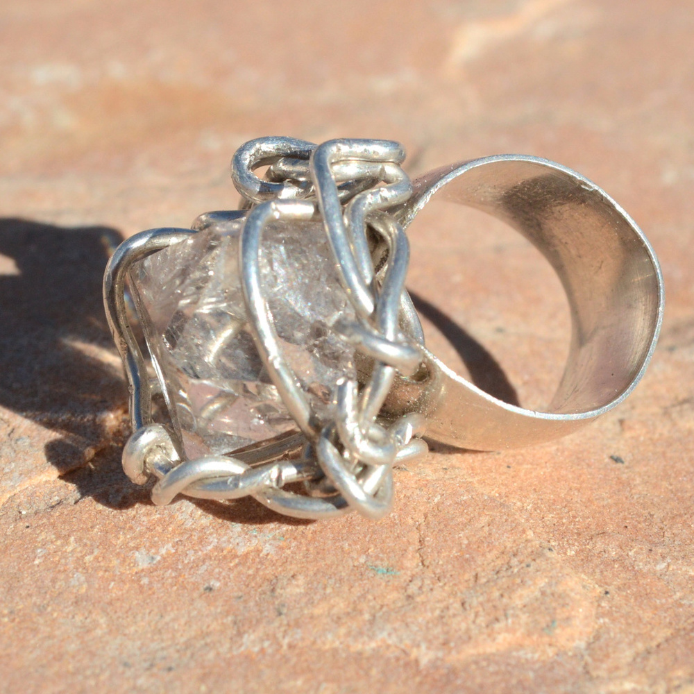 Herkimer Diamond Sterling Silver Ring Size Various Custom Statement 925 Cocktail - Picture 3 of 7